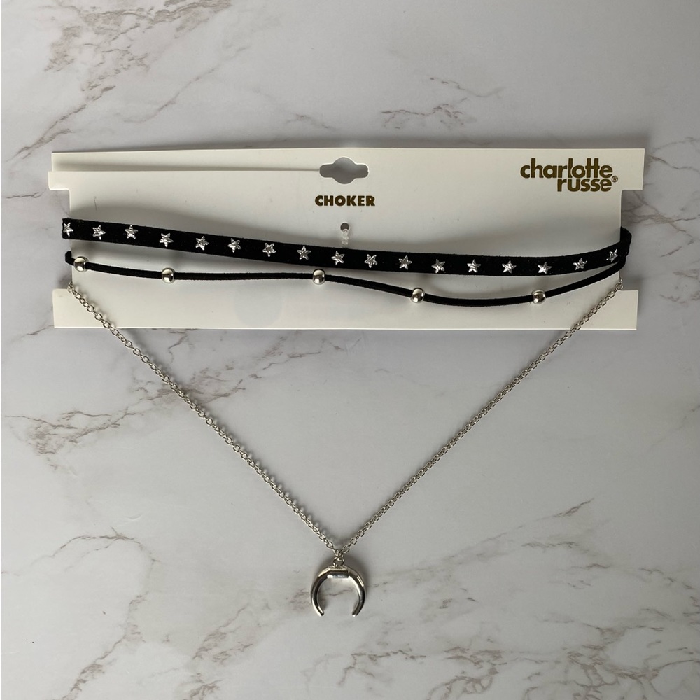 Charlotte Russe Women's Black Choker Necklace Set